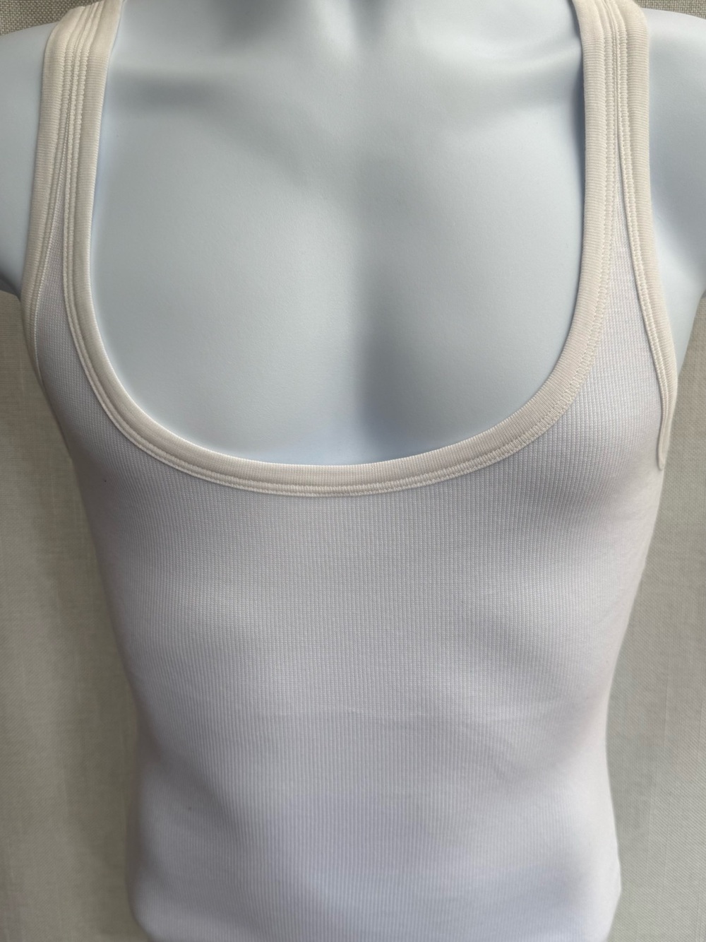 DSQUARED2 White Ribbed Tank with Red Maple Motif